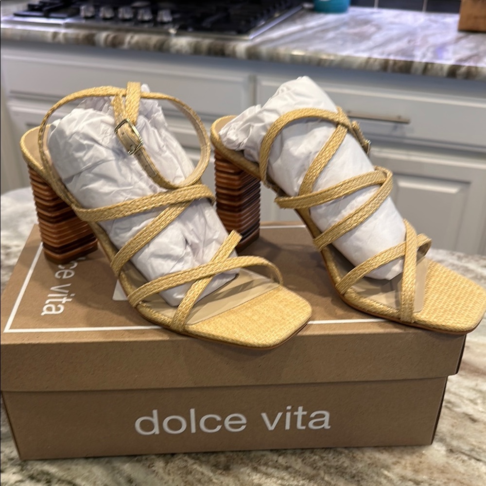🌞 Dolce Vita Jenko Raffia Heels – Size 8 – NEW IN BOX 🌞 - Picture 11 of 13